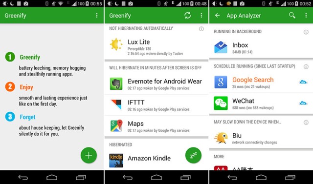 Aplikasi penghemat baterai Greenify