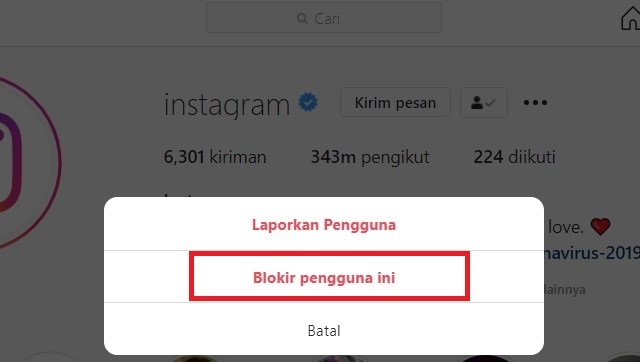 Cara blokir followers Instagram