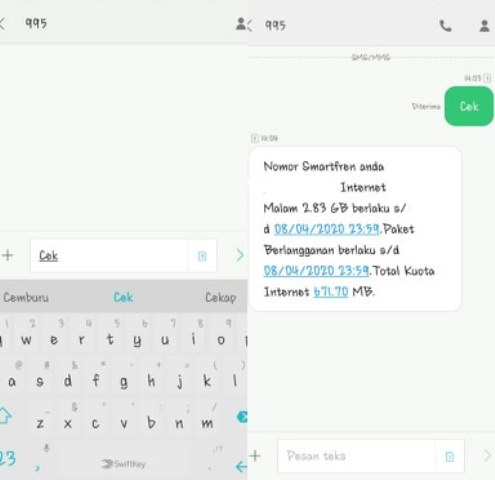 Cara cek kuota smartfren melalui sms