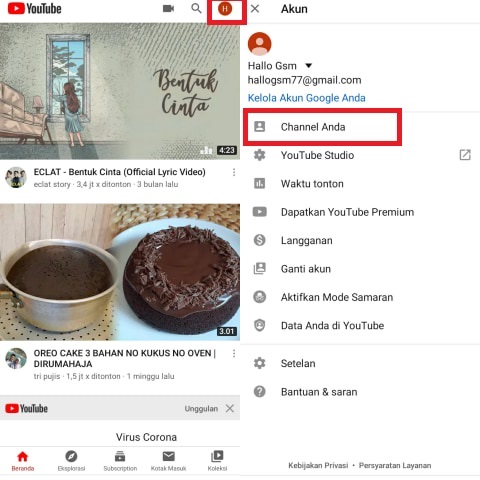 Cara membuat channel YouTube