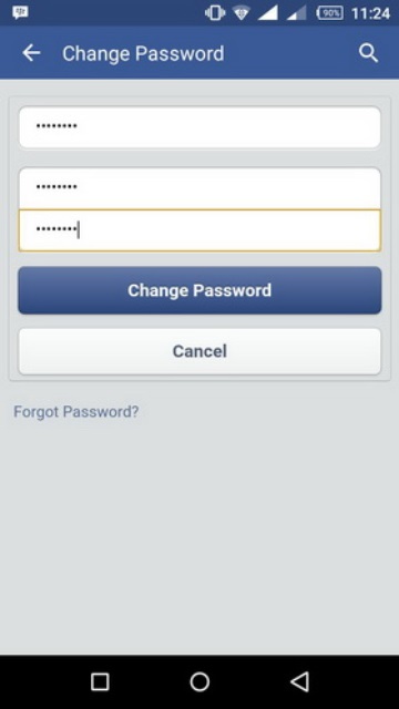 Cara mengganti password Facebook pilih change password