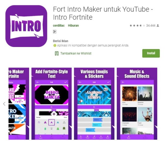 Aplikasi intro YouTube Fortnite