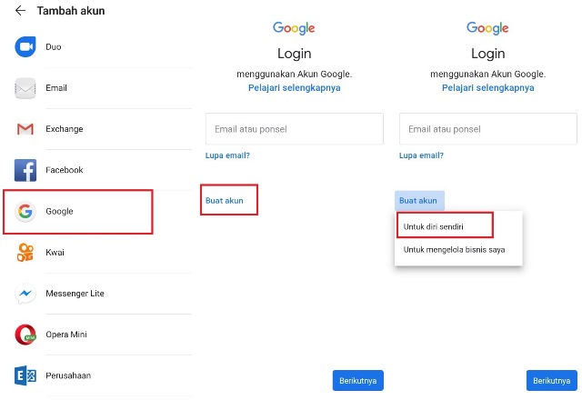 Cara daftar akun Gmail baru