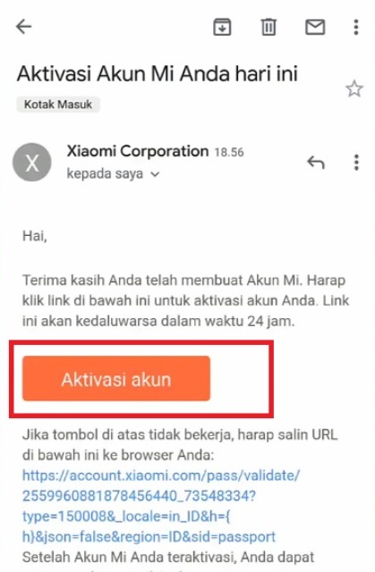 Verifikasi akun Mi Verifikasi akun Mi