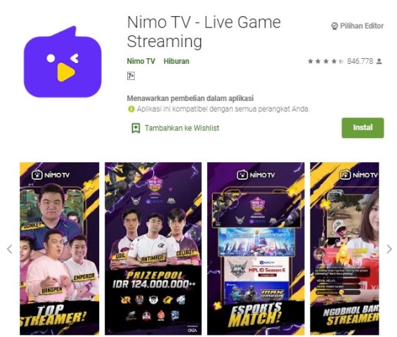 apk streaming game Nimo TV