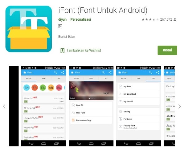 Aplikasi pengubah font di Android