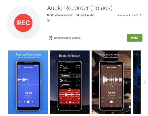 Aplikasi audio recorder