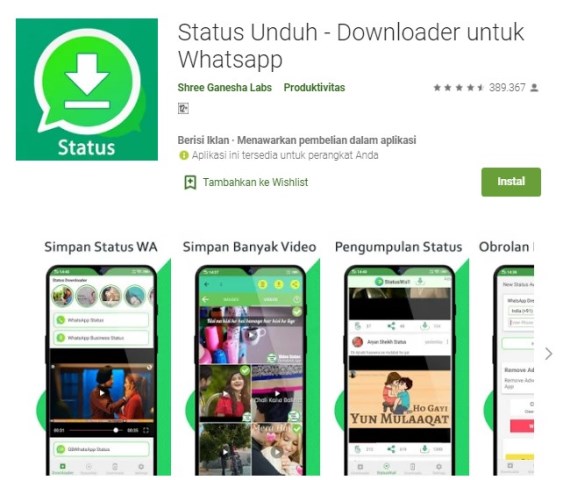 Aplikasi downloader untuk WhatsApp