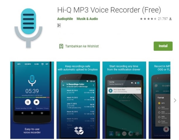 apk Hi Q MP3 Voice Recorder