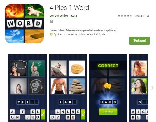 4 Pics 1 Word Aplikasi Tebak Gambar