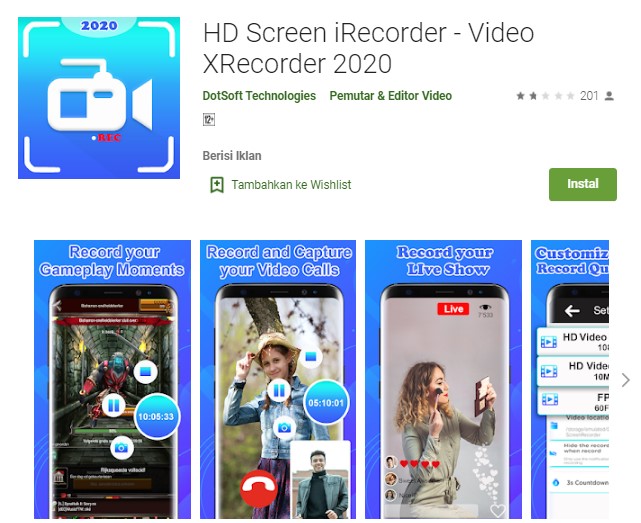 Aplikasi HD Screen iRecorder