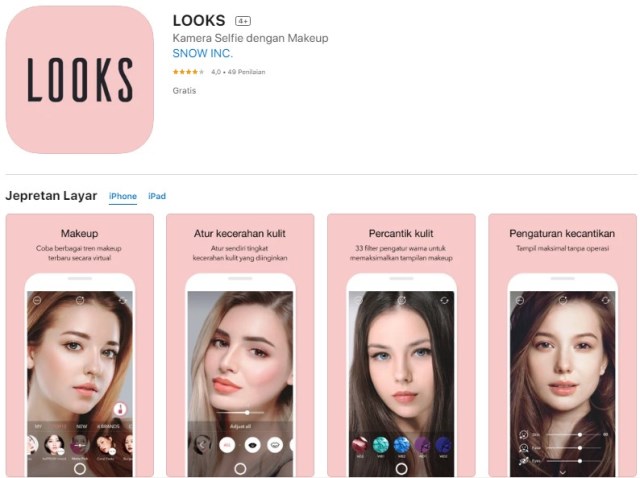 Aplikasi Kamera Selfie dengan Makeup