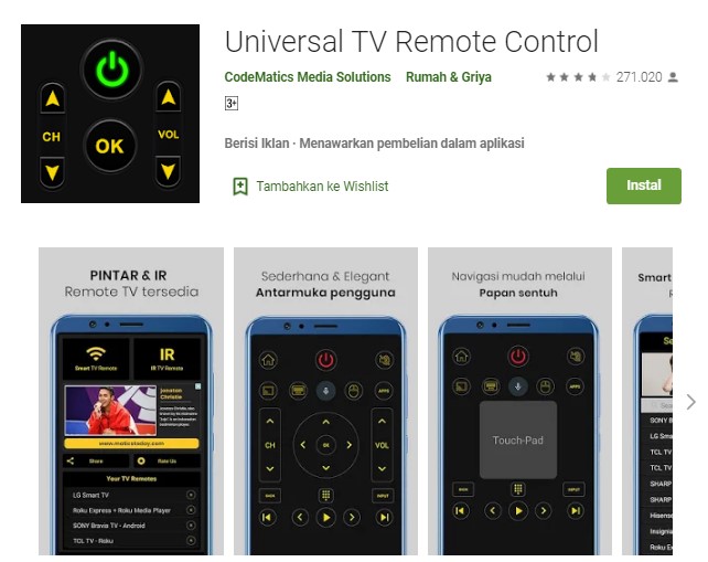 Aplikasi remot tv universal