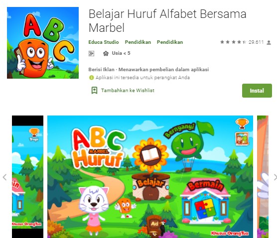 Belajar Huruf Alfabet Bersama Marbel