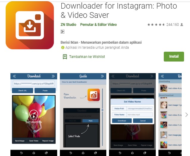 Downloader for Instagram Aplikasi Download Video di Instagram