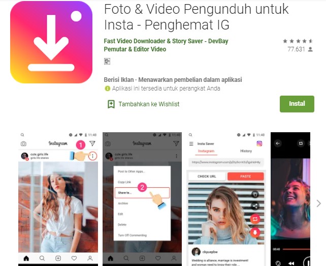 Foto Video Pengunduh untuk Insta Penghemat IG