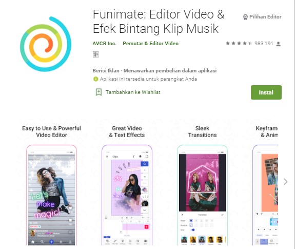 Funimate Editor Video Efek Bintang Klip Musik