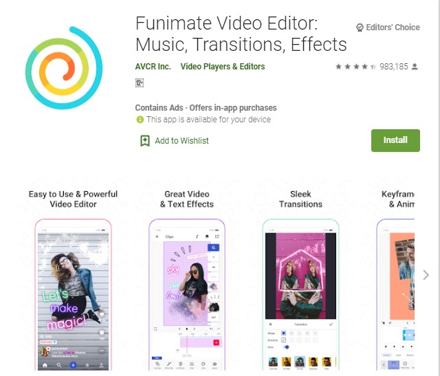Funimate Video Editor Music Transitions Effects
