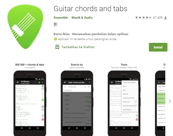 Guitar Chords and Tabs Aplikasi Belajar Gitar Offline