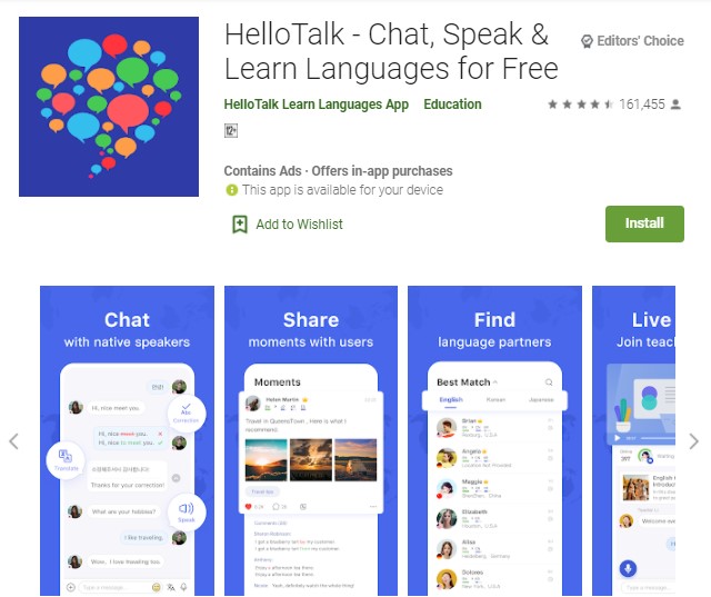 Aplikasi chat bahasa inggris