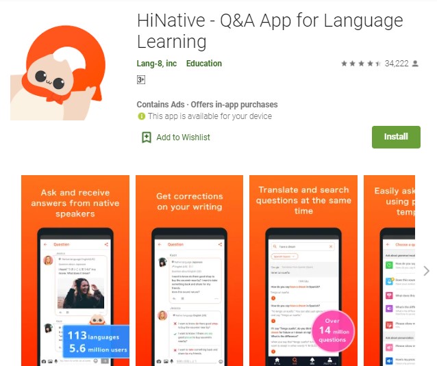 HiNative – QA App for language learning