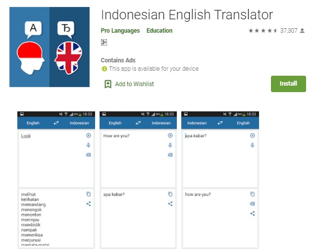 Indonesian English Translator Aplikasi Terjemah Bahasa Inggris di Android