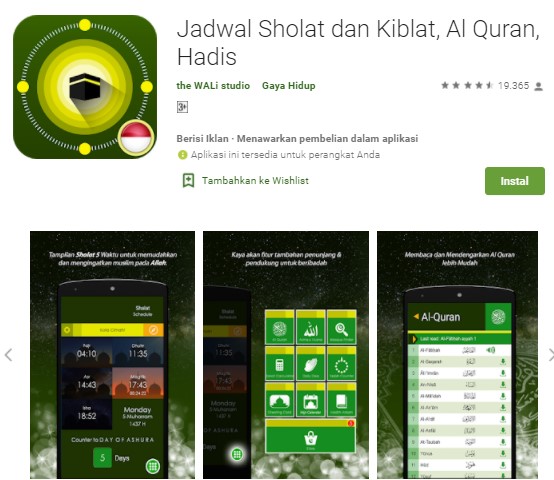 Jadwal Sholat dan Kiblat Al Quran Hadis.