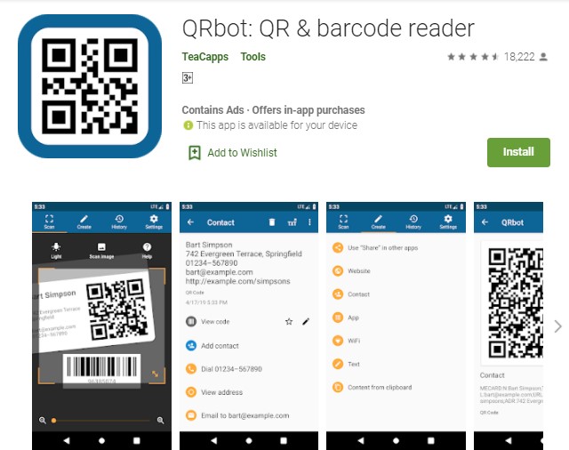 QRbot QR barcode reader