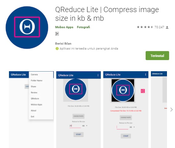 QReduce Lite Compress image size in kb mb