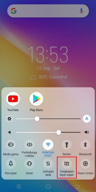 Screenshot Vivo Y91 tanpa tombol