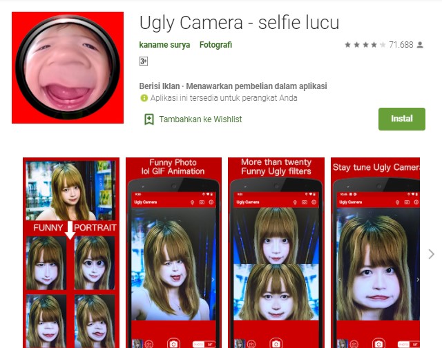 Ugly Camera selfie lucu