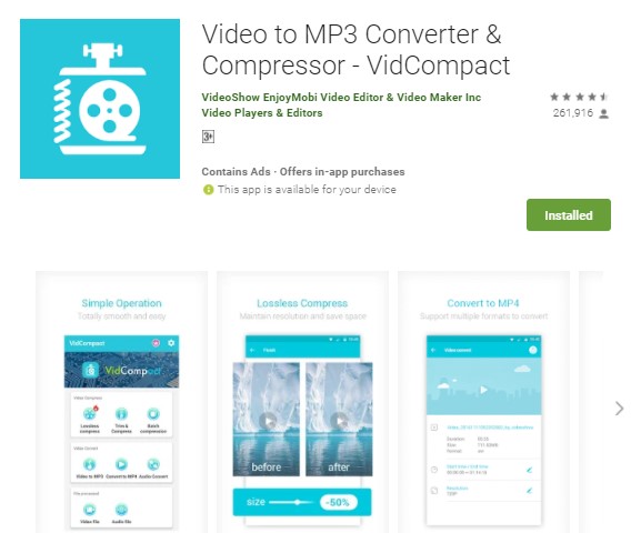 Video ke MP3 Converter Video Compressor VidCompact