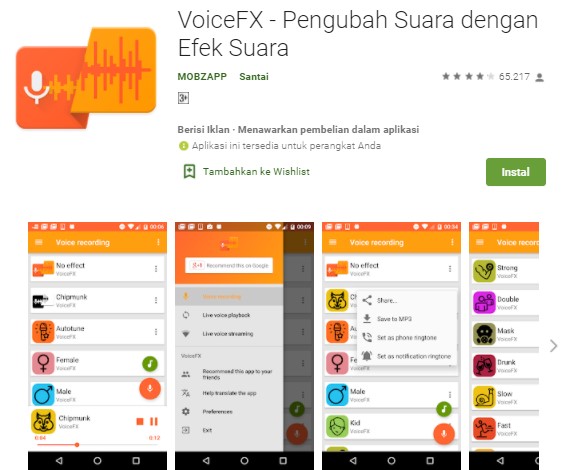 VoiceFX Pengubah Suara dengan Efek Suara