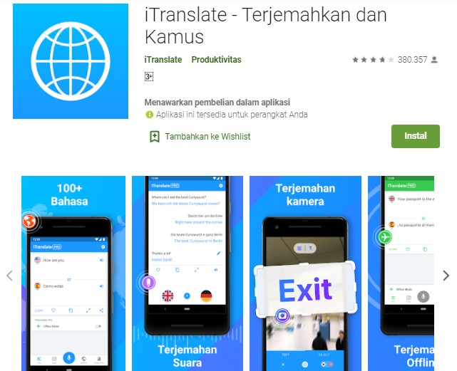 iTranslate Aplikasi Terjemah Bahasa Inggris Terbaik