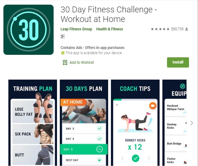30 Day Fitness Challenge Aplikasi Olahraga di Rumah
