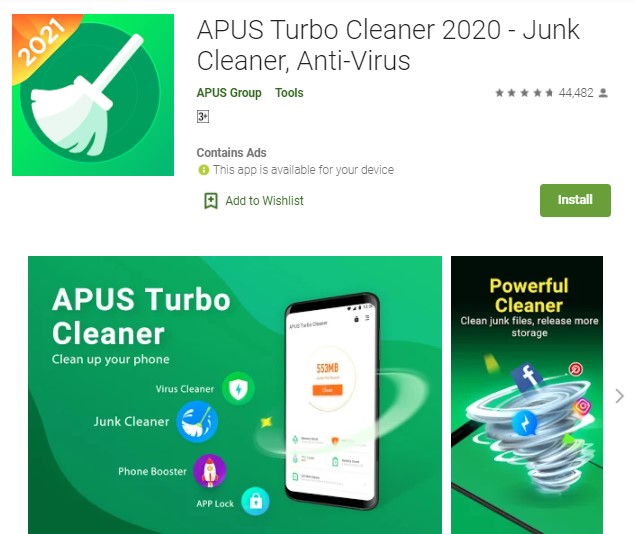 APUS Turbo Cleaner Aplikasi Pembersih Sampah Terbaik