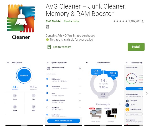 AVG Cleaner – Junk Cleaner Memory RAM Booster