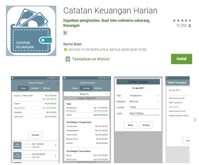 Aplikasi Catatan Keuangan Harian