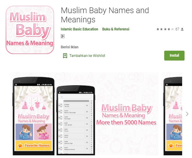 Aplikasi nama bayi muslim