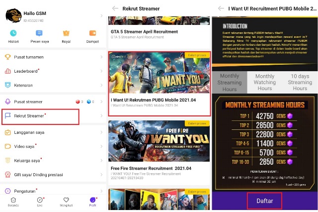 Cara mendapatkan uang dari Nimo TV