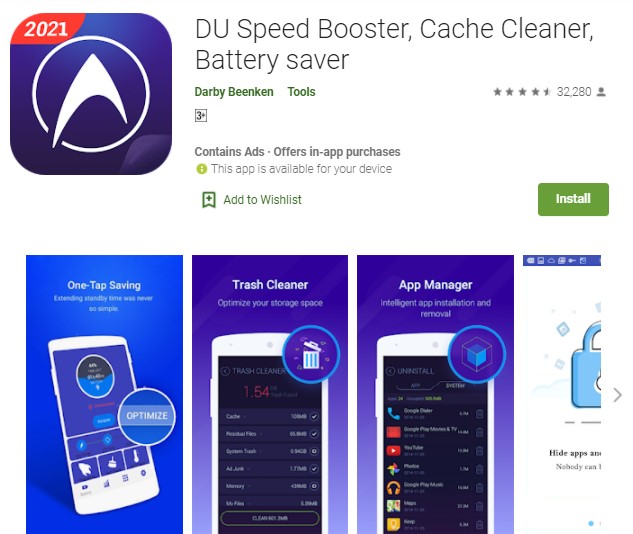 DU Speed Booster Cache Cleaner Battery saver