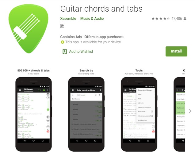 Guitar chords and tabs Aplikasi Chord Gitar di Android dan iPhone