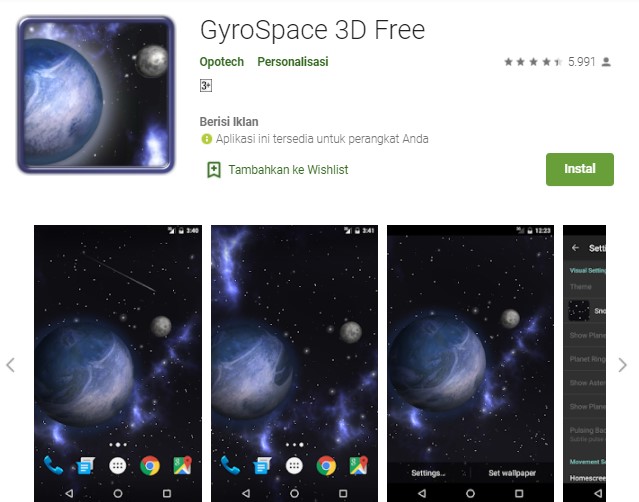 GyroSpace 3D Free Aplikasi Wallpaper Hidup