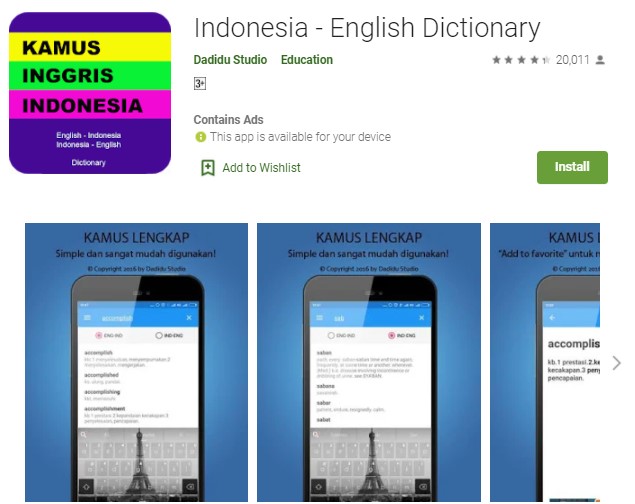 Indonesia English Dictionary