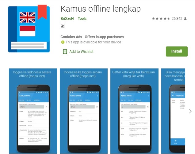 Kamus offline lengkap Aplikasi Kamus Bahasa Inggris di Android