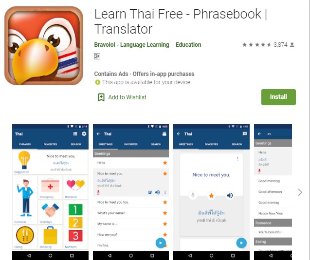 Learn Thai Free Phrasebook Translator