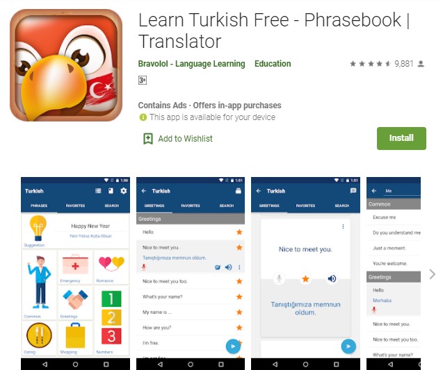 Learn Turkish Free Phrasebook Translator