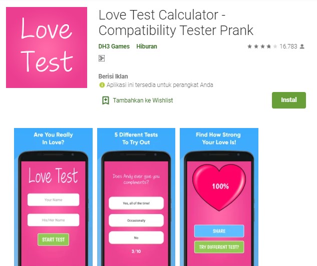 Love Test Calculator Compatibility Tester Prank