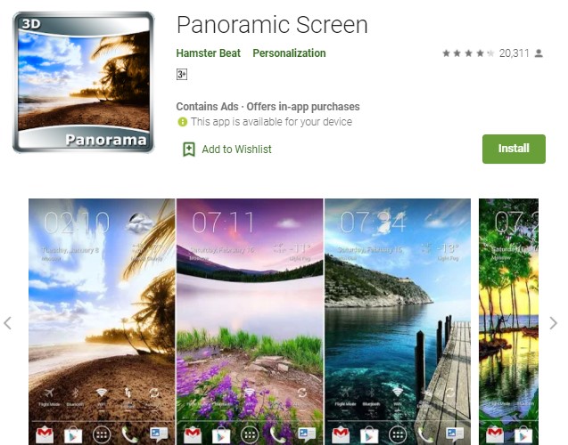 Panoramic Screen Aplikasi Wallpaper Hidup
