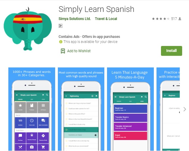 Simply Learn Spanish Aplikasi Belajar Bahasa Spanyol di HP